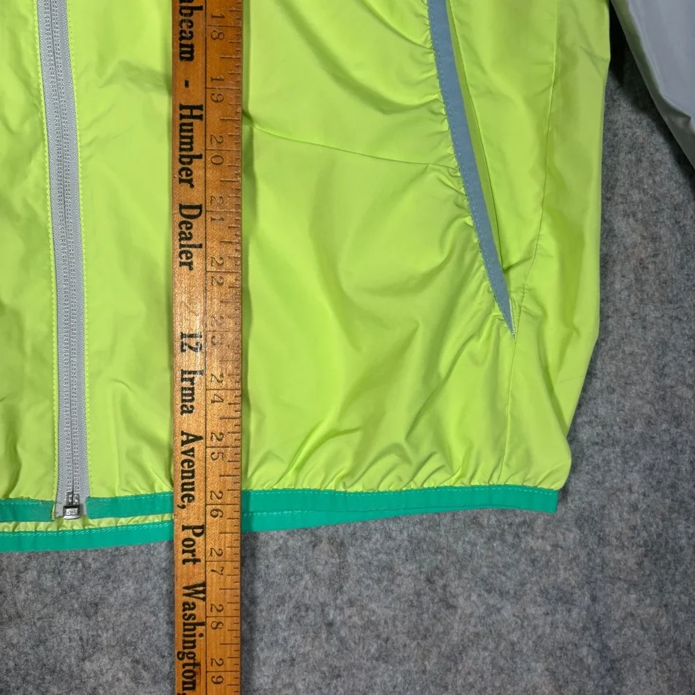 Adidas Windbreaker Jacket Mens S Grey Neon Yellow ClimaStorm Hooded CX4266